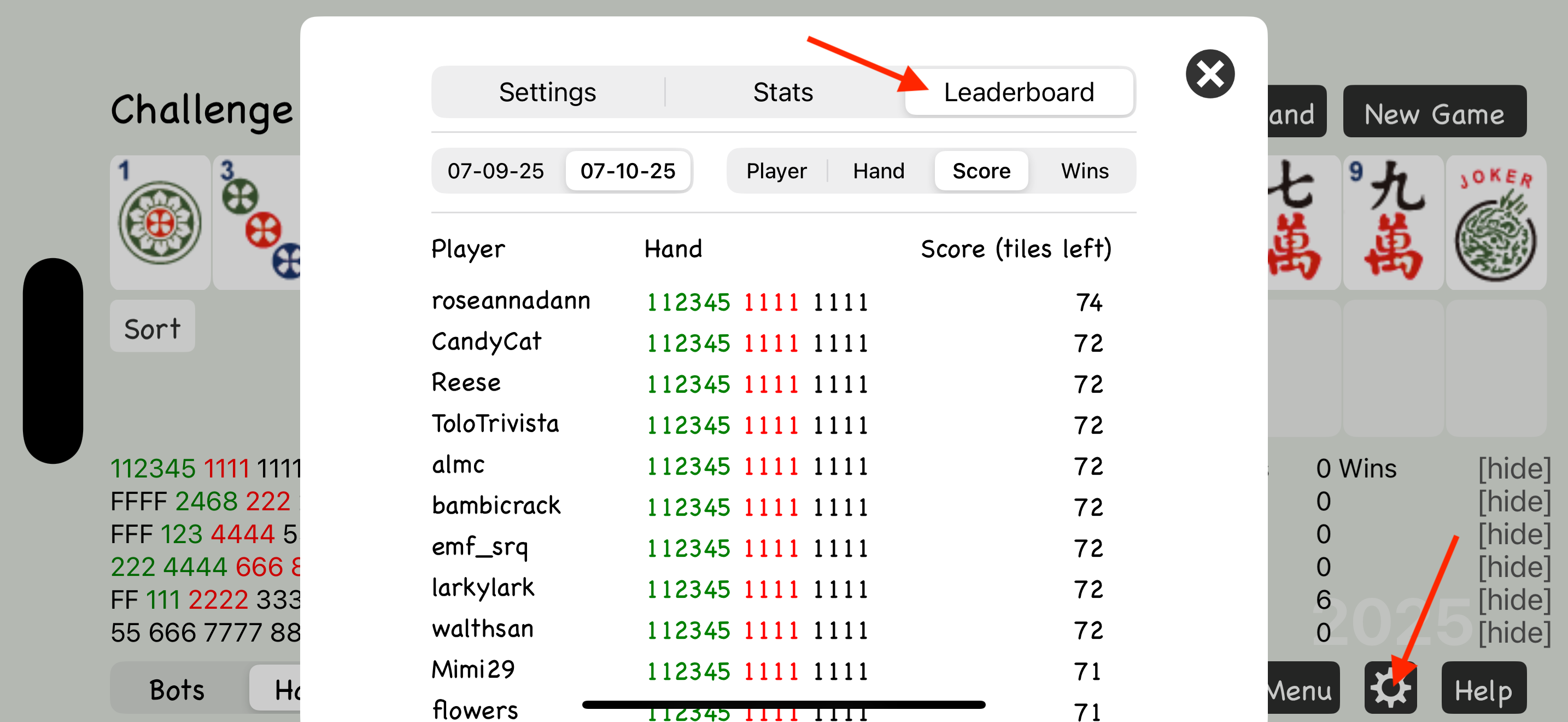 Leaderboard view