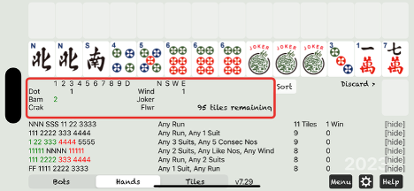 Discard Table grid below the hand