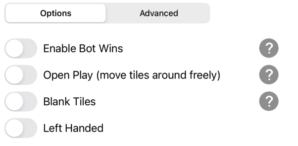 Advanced Options button revealing additional settings